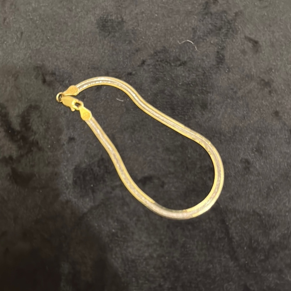 Italian 24 KT Gold over Sterling Silver Elegant Herringbone Bracelet